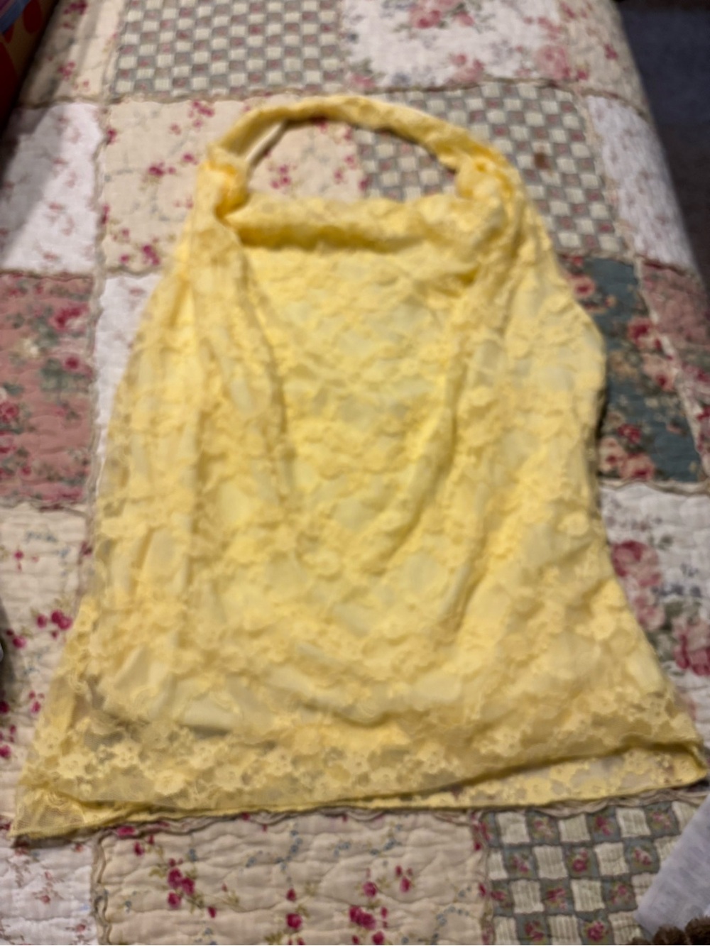 See You Monday Yellow Lace Halter Camisole